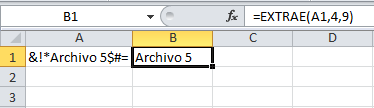 Ejemplo de la función EXTRAE en Excel