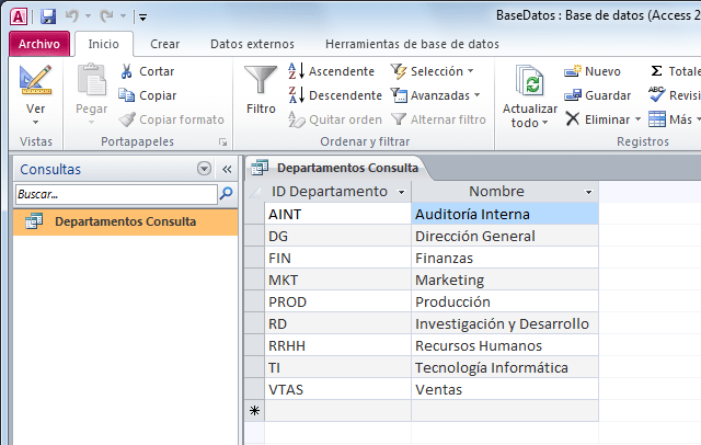 Consultas en Access 2010