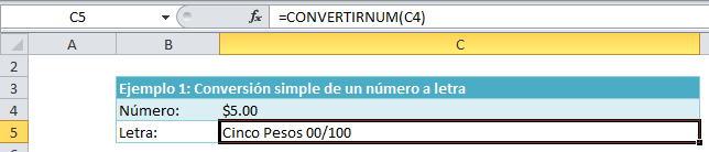 Convertir números a letras en Excel