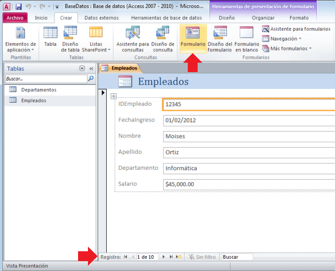 3. Crear formularios básicos en Microsoft Access