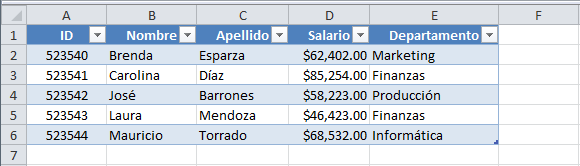 Tablas en Excel