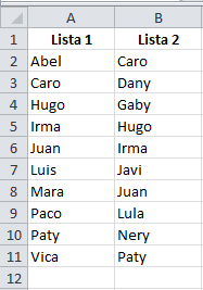 Cómo comparar dos listas en Excel