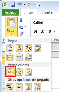 Copiar valores y no copiar las formulas en Excel