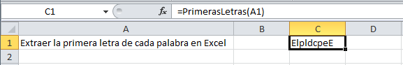 Primera letra de cada palabra en Excel
