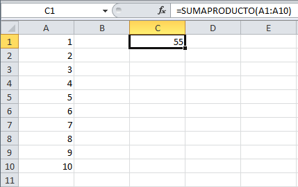 La función SUMAPRODUCTO en Excel