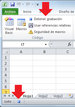 Detener la grabación de una macro en Excel