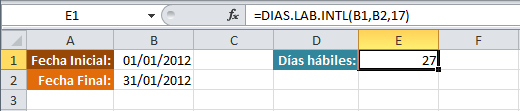 Contar días laborables en Excel