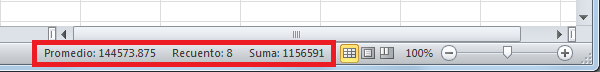 La barra de estado en Excel - Indicador de auto cálculo