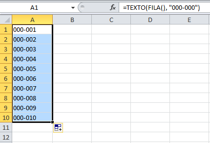 Cómo numerar filas en Excel 2010