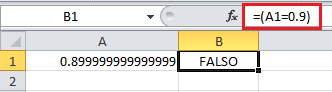 Comprobar error de precisión en Excel