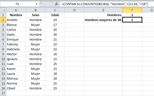 Contar con múltiples criterios en Excel