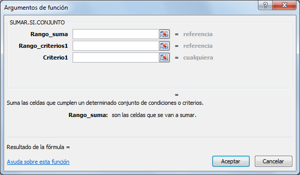 Sintaxis de la función SUMAR.SI.CONJUNTO en Excel