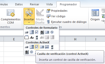 Control ActiveX Casilla de Verficación