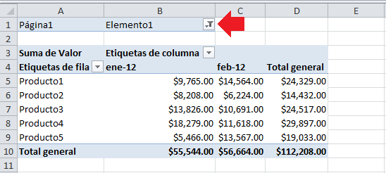 Tabla dinámica en Excel con datos consolidados