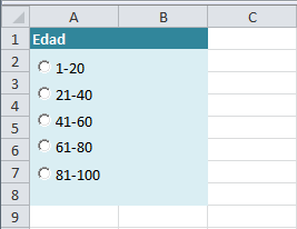Botón de opción en Excel