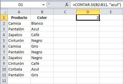 Resultado de imagen para contar en excel