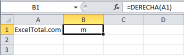 Ejemplo de la función DERECHA en Excel