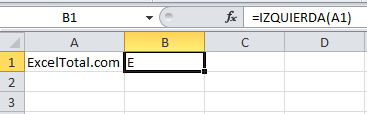 Ejemplo de la función IZQUIERDA en Excel