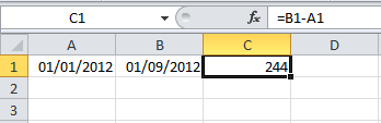 Restar fechas en Excel 2010
