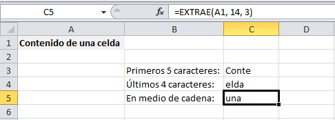 Extraer caracteres intermedios en Excel