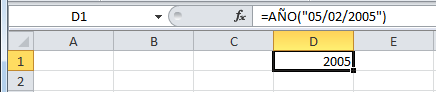 La función AÑO en Excel