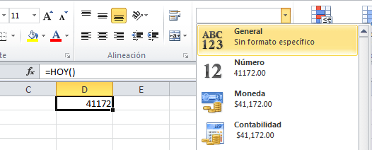 Número de serie de una fecha en Excel