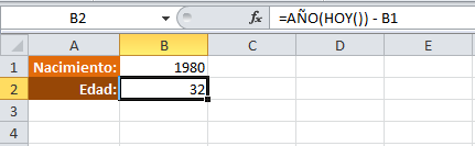Ejemplo de la función HOY en Excel