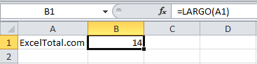 Ejemplo de la función LARGO en Excel