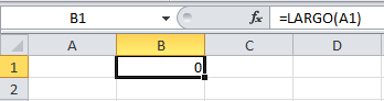 Celda vacía con la función LARGO en Excel