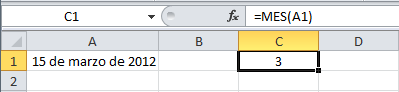 Ejemplo de la función MES en Excel