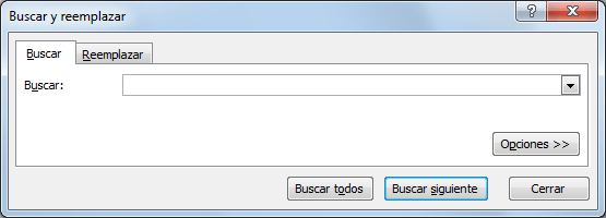 Cuadro de diálogo Buscar y reemplazar en Excel