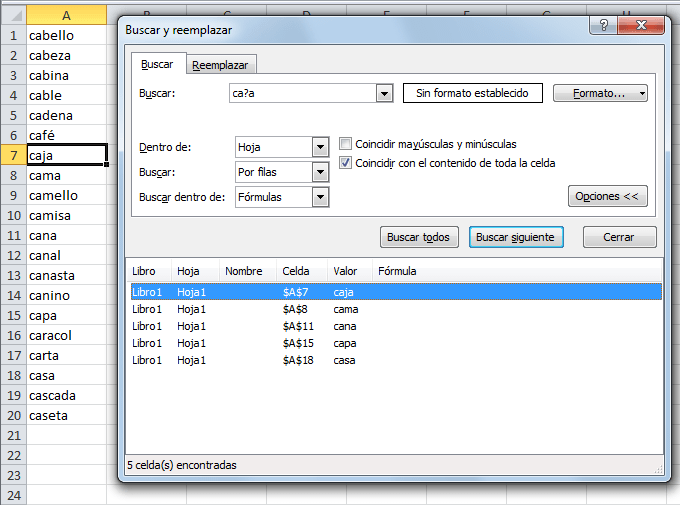 Búsqueda avanzada en Excel