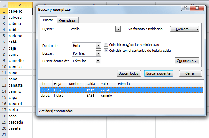 Búsqueda avanzada en Excel utilizando el asterisco