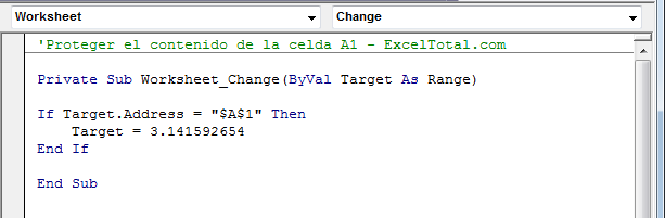 Macro para detectar el cambio de una celda en Excel