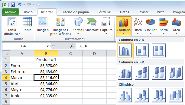 Resultado de imagen para COMO INSERTAR UN GRAFIC EN EXCEL