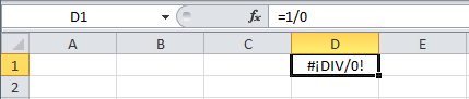 Error de división entre cero en Excel