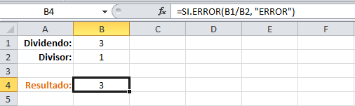 Corregir el error de división entre cero en Excel