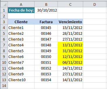Formato condicional a fechas en Excel