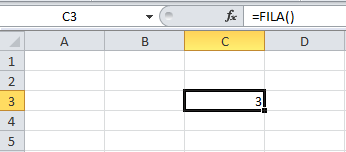 Ejemplo de la función FILA en Excel