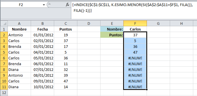 Buscar en Excel con varios resultados