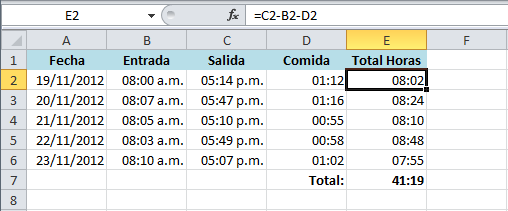 Cómo redondear horas en Excel