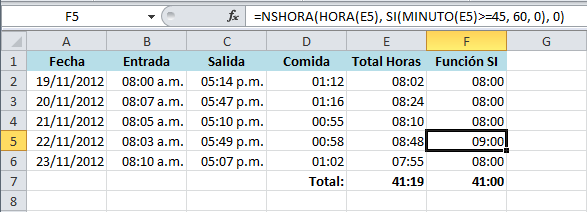Funciones para redondear horas en Excel