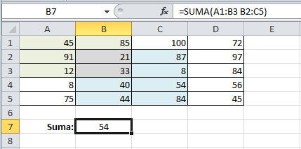 Sumar la intersección de dos rangos en Excel