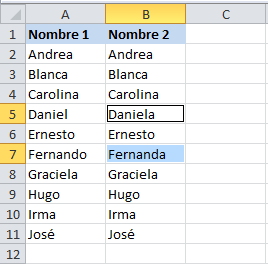 Cómo buscar diferencias entre dos columnas en Excel
