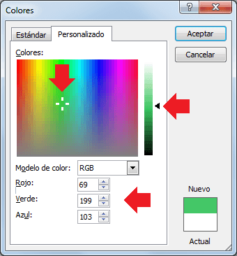 Color de fondo de una celda en Excel