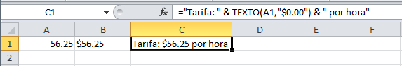 Ejemplo de la función TEXTO en Excel