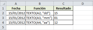 Formato de fechas con la función TEXTO en Excel