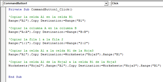 Ejemplos de código VBA para copiar celdas en Excel