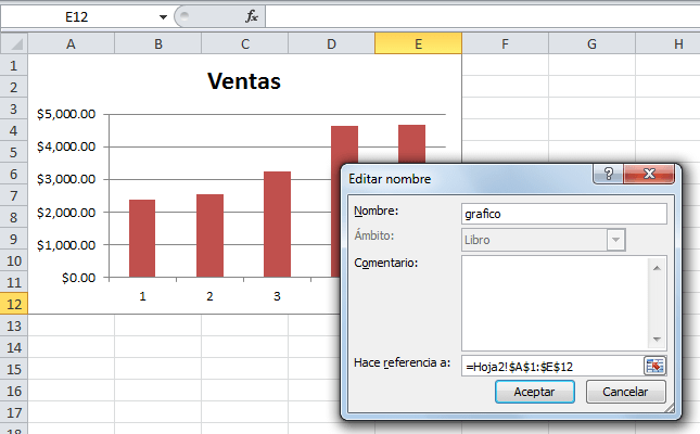 Crear un gráfico de Excel en otra hoja