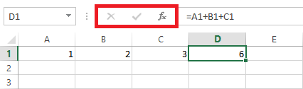 Botones de la barra de fórmulas en Excel 2013